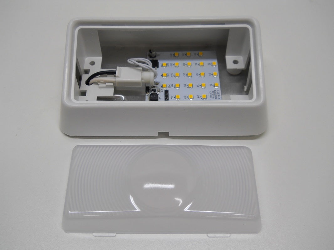 White LED 12V RV Camper Trailer Porch Security Light / Angled White Base