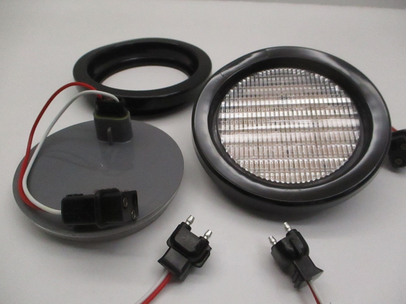 (2) 4" Round Clear White LED Truck Trailer Reverse Back Up Utility Lights