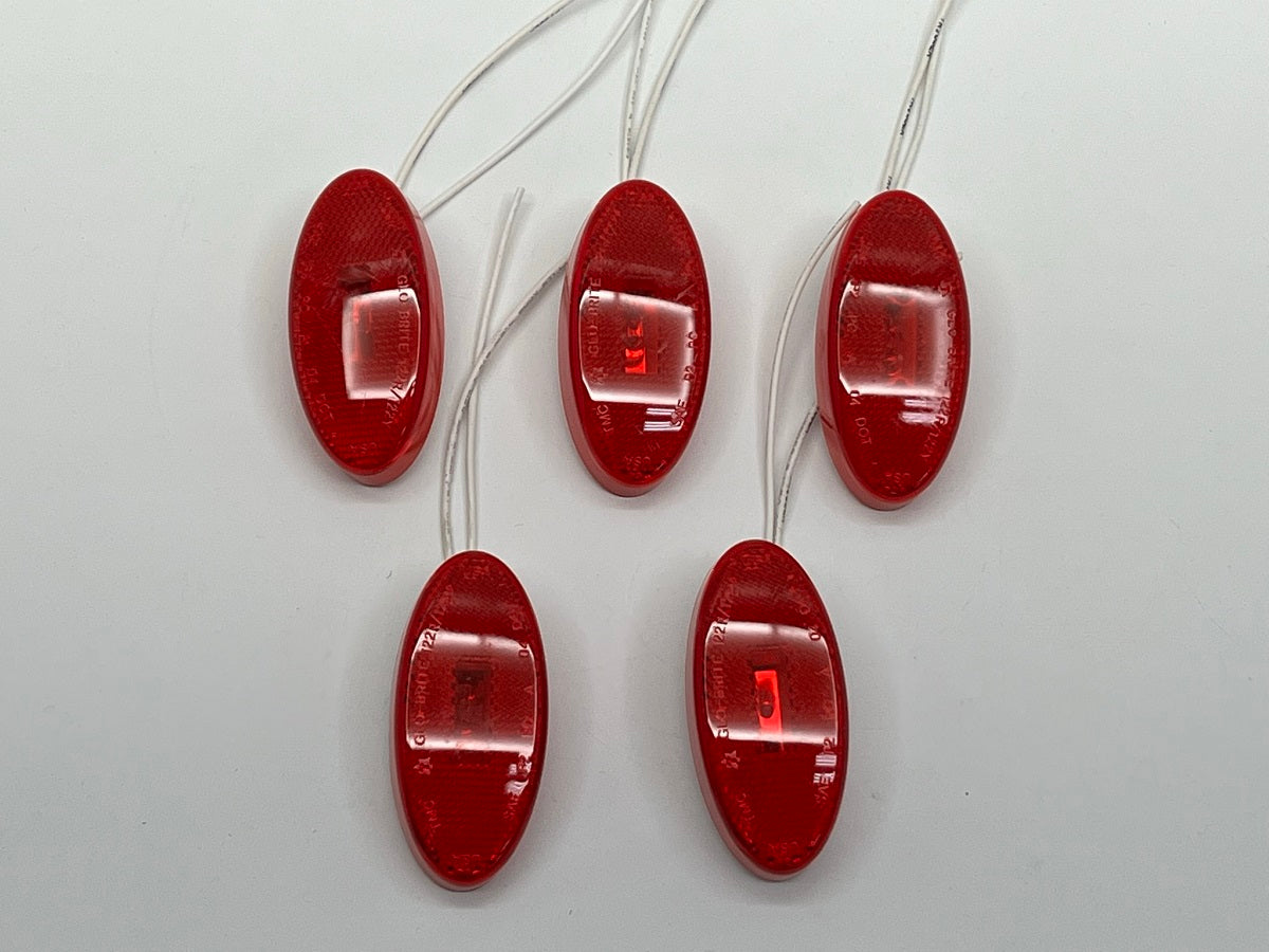 (5) Red 3.75" Oval Incandescent Marker Lights Truck Trailer RV