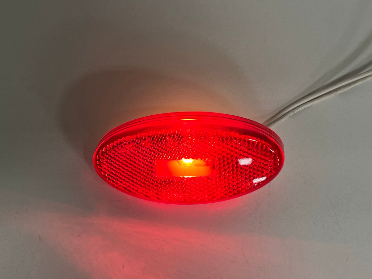 (5) Red 3.75" Oval Incandescent Marker Lights Truck Trailer RV