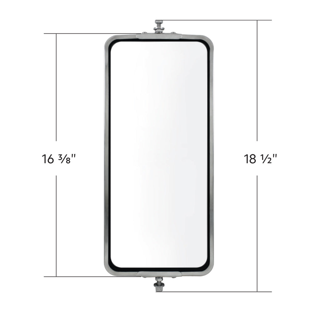 7" X 16" 430 Stainless Steel West Coast Style Mirror Non Heated Truck Semi RV