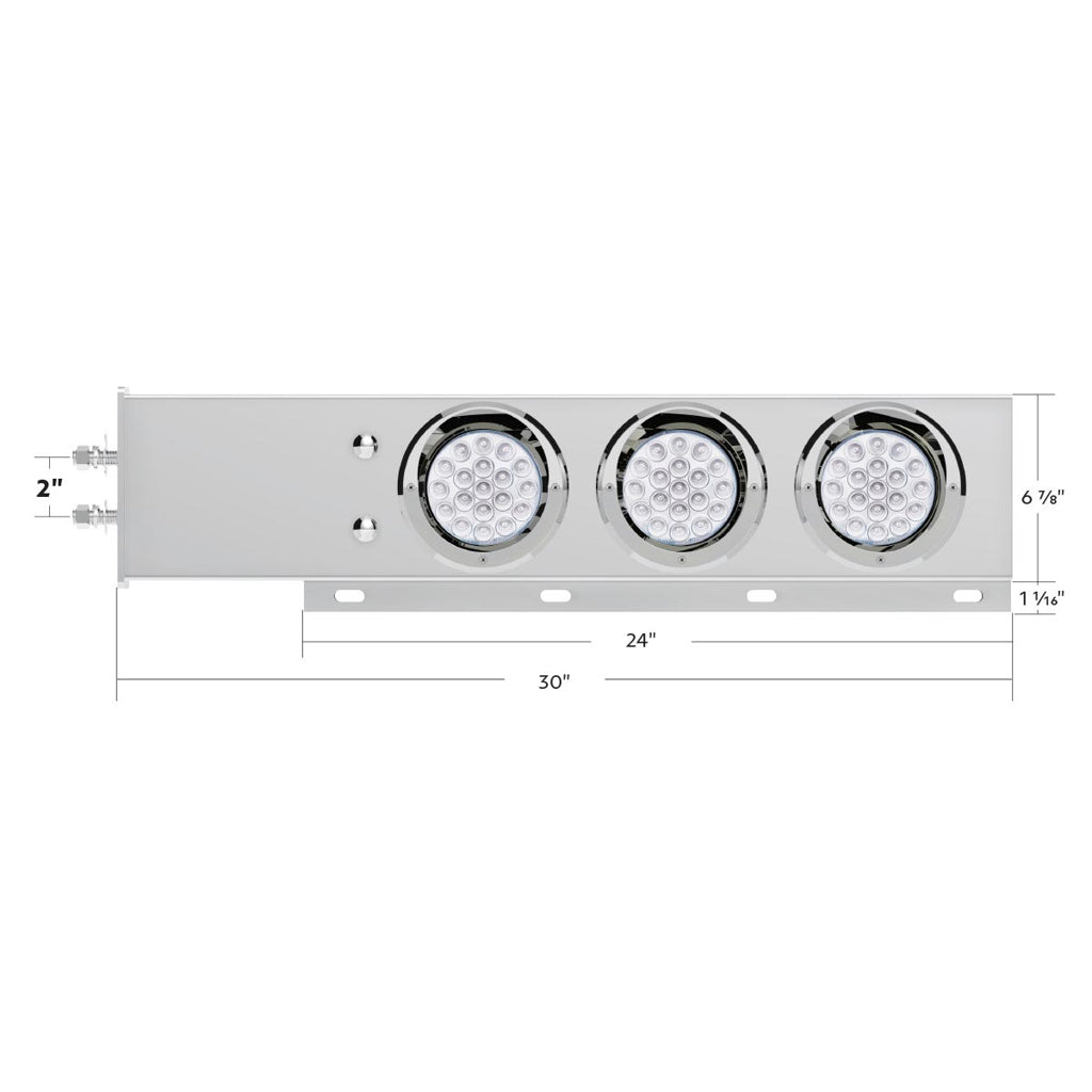 Stainless Steel Spring Loaded Light Bar W/6X Dual Color 19 LED Lights & Visors