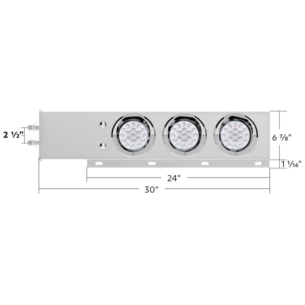 Stainless Steel Spring Loaded Light Bar W/6X Dual Color 19 LED Lights & Visors