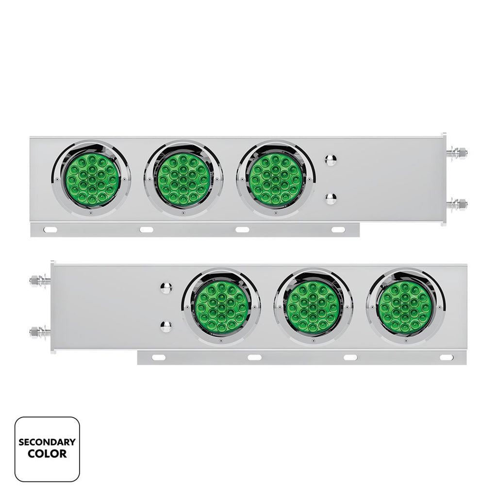 Stainless Steel Spring Loaded Light Bar W/6X Dual Color 19 LED Lights & Visors