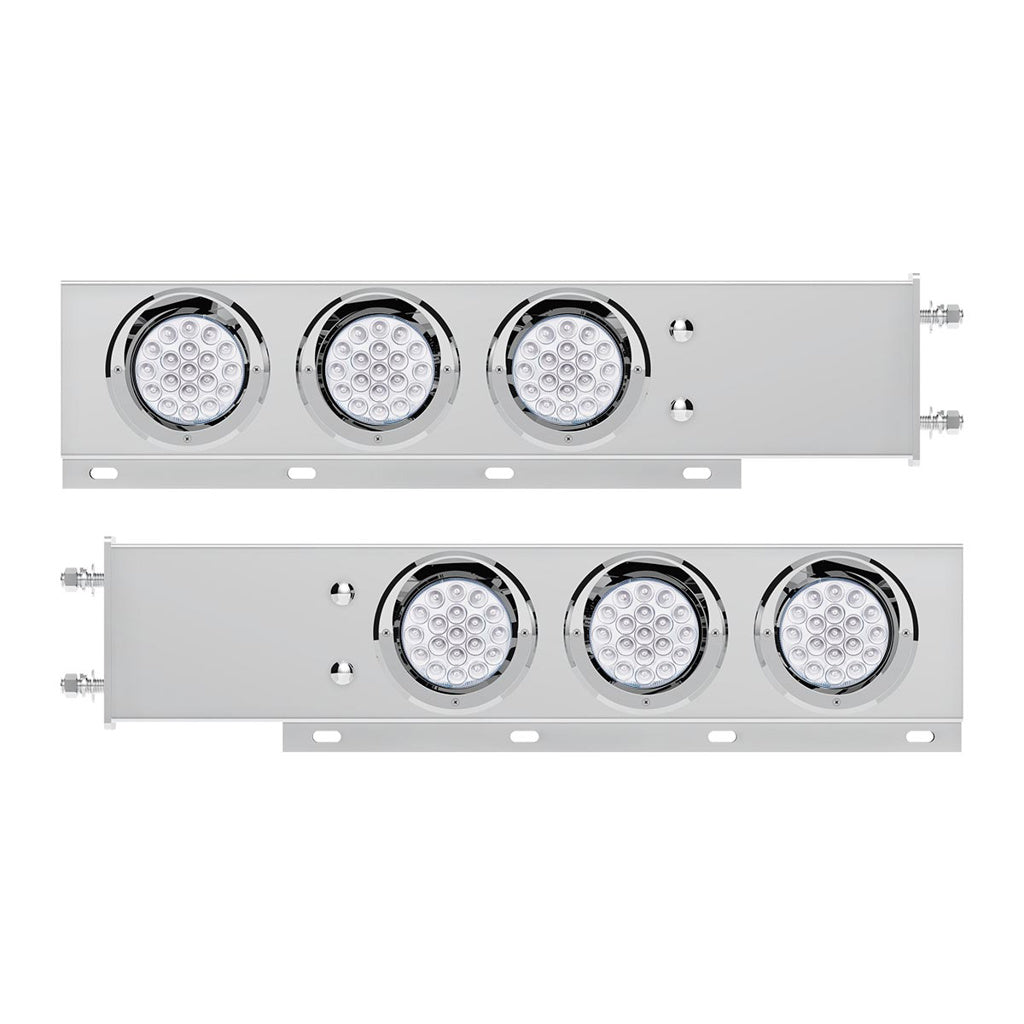 Stainless Steel Spring Loaded Light Bar W/6X Dual Color 19 LED Lights & Visors