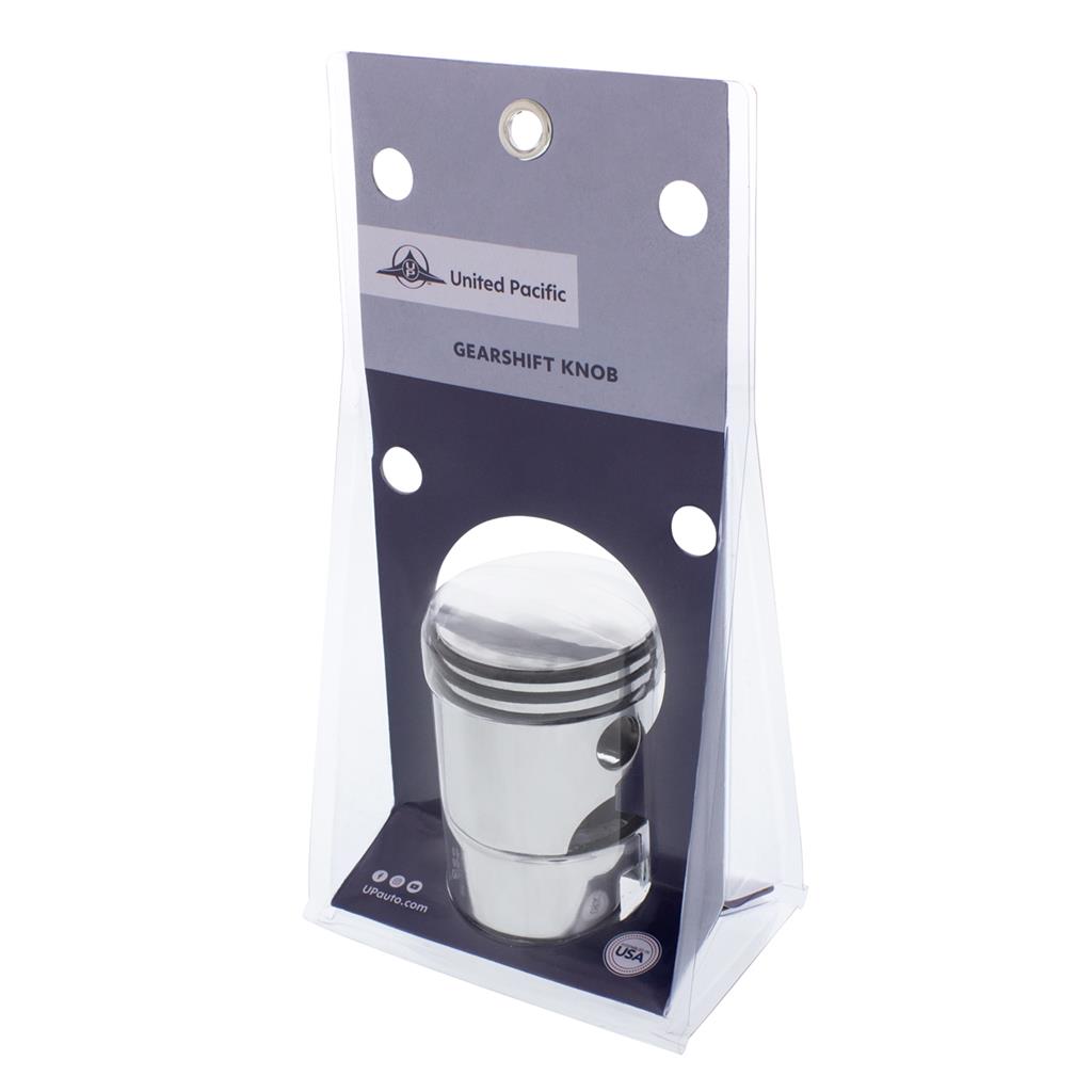 13/15/18 Speed Chrome Piston Shape Gearshift Knob w Mounting Adapter