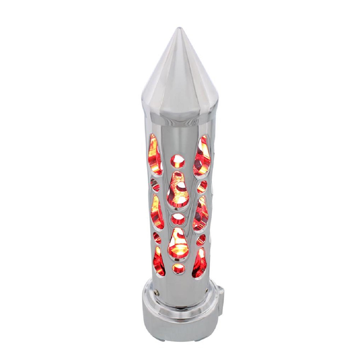 Chrome "Brooklyn" 9/10 Speed Spike Gearshift Knob w/ High Power LED - Red