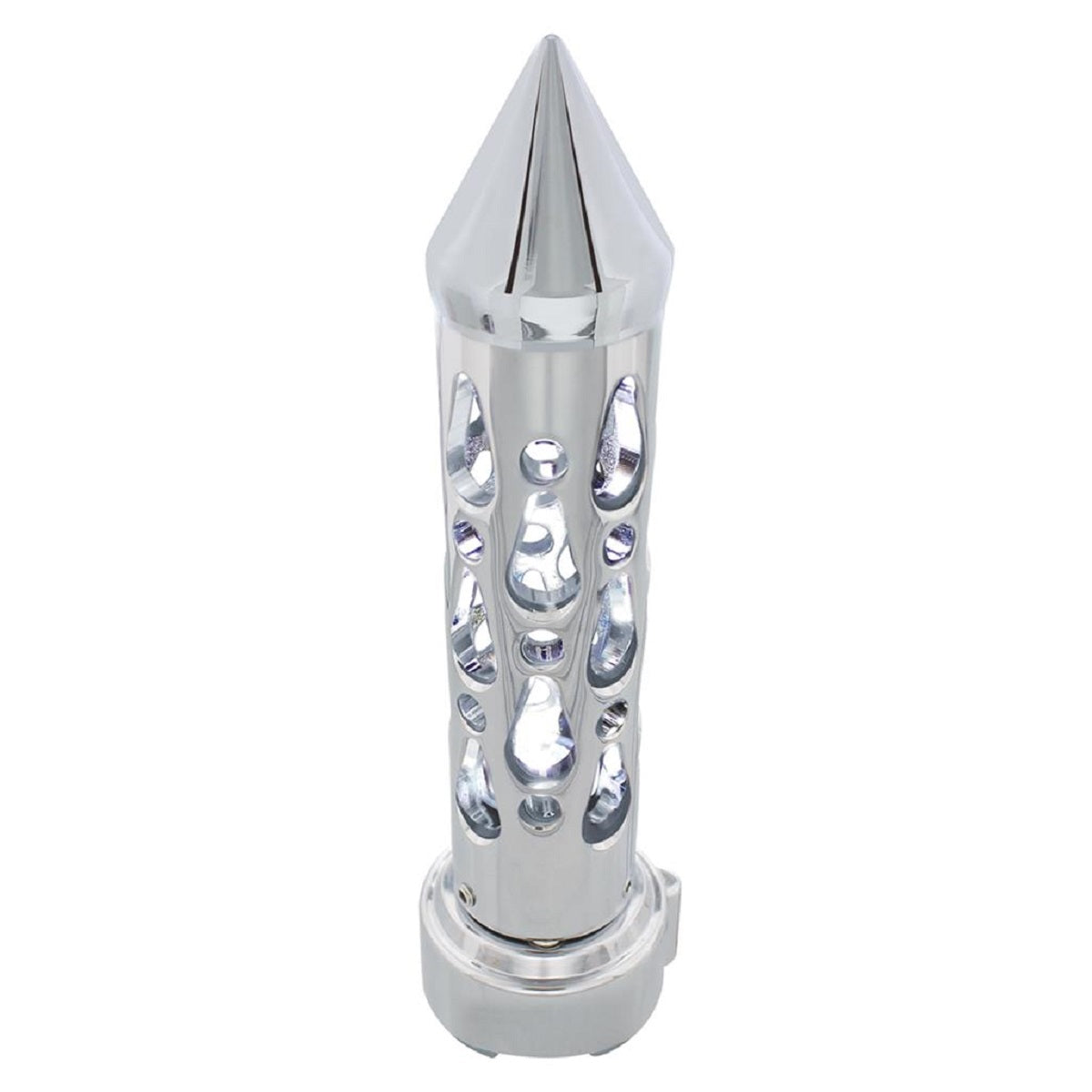 Chrome "Brooklyn" 9/10 Speed Spike Gearshift Knob w/ High Power LED - White