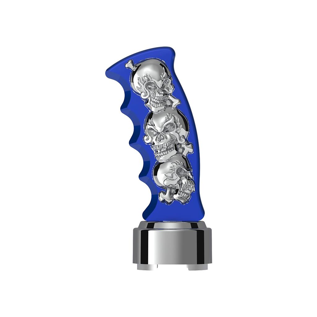 Thread-On Skulls Pistol Grip Gearshift Knob 13/15/18 Speed Adapter Indigo Blue