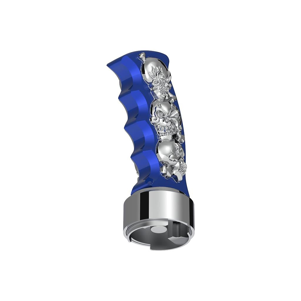 Thread-On Skulls Pistol Grip Gearshift Knob 9/10 Speed Adapter Indigo Blue