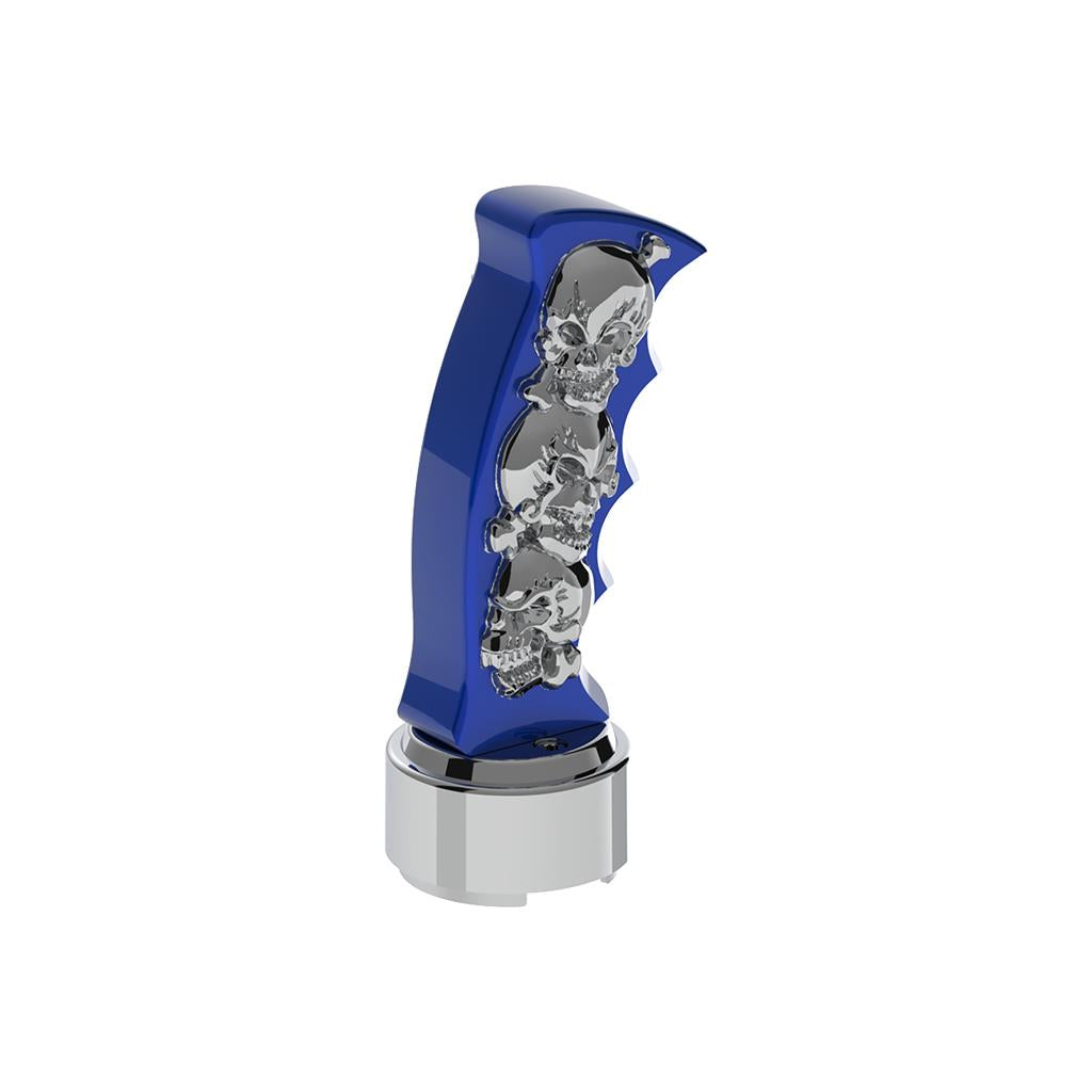 Thread-On Skulls Pistol Grip Gearshift Knob 9/10 Speed Adapter Indigo Blue