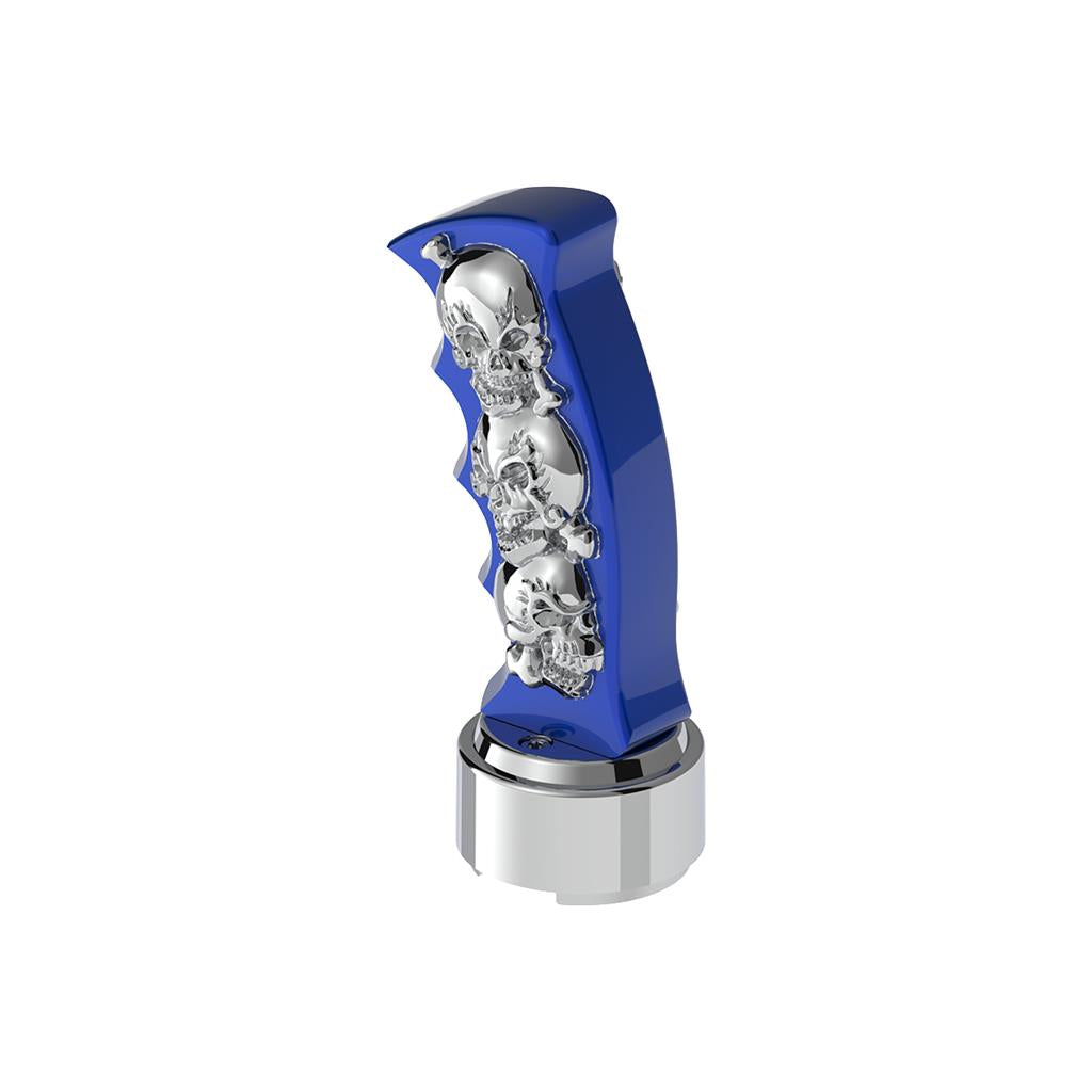 Thread-On Skulls Pistol Grip Gearshift Knob 9/10 Speed Adapter Indigo Blue