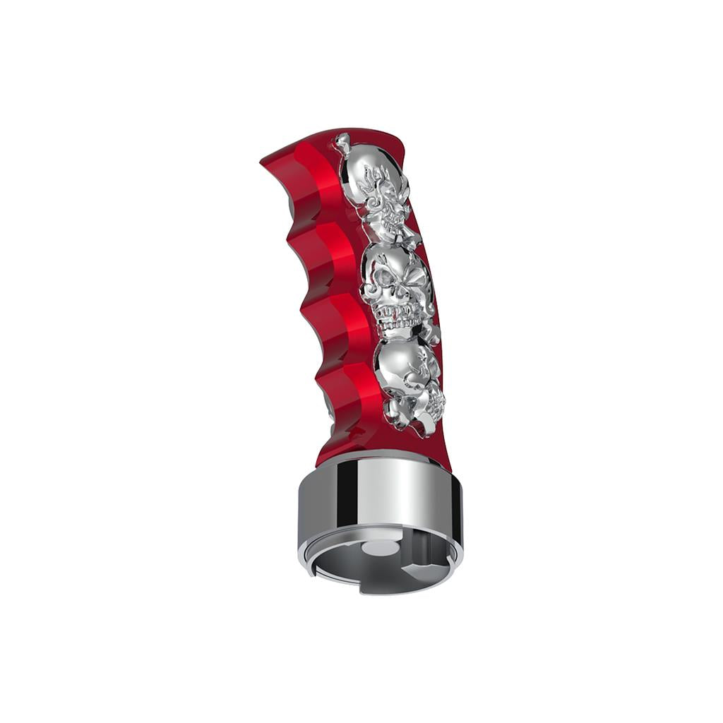 Thread-On Skulls Pistol Grip Gearshift Knob 13/15/18 Speed Adapter Candy Red