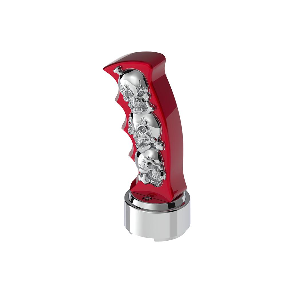 Thread-On Skulls Pistol Grip Gearshift Knob 13/15/18 Speed Adapter Candy Red
