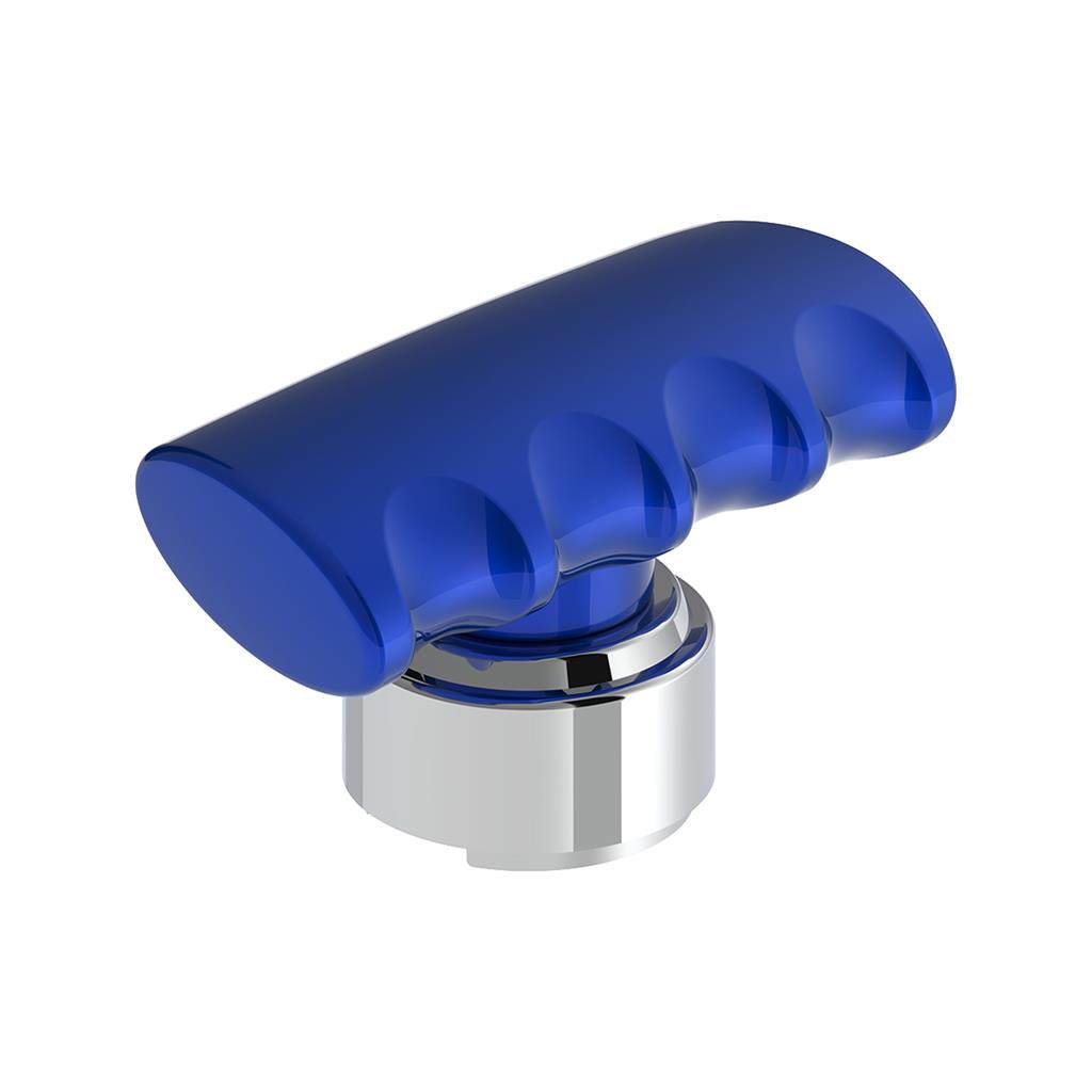 Thread-On T-Shape Gearshift Knob Chrome 13/15/18 Speed Adapter Indigo Blue