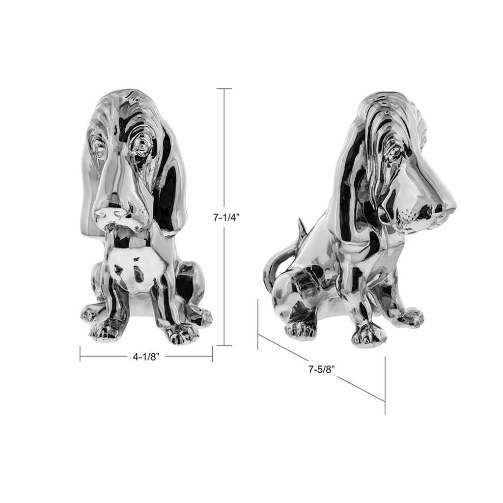 Die-Cast Bassett Hound Hood Ornament - Chrome