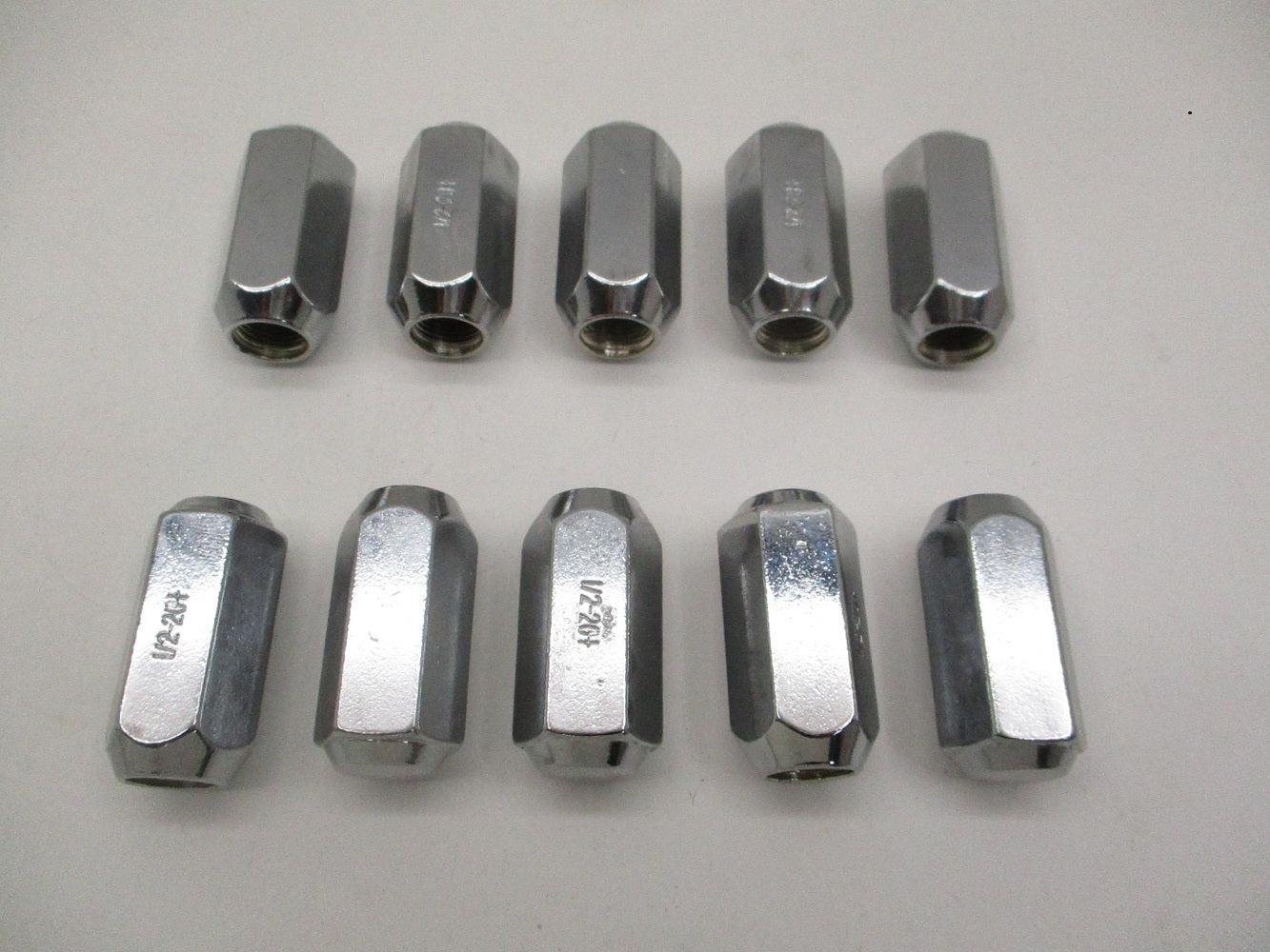 (10) Trailer Wheel Lug Nuts 1/2"x20x1-7/8" Chrome Plated Steel Lug Nuts 13/16"