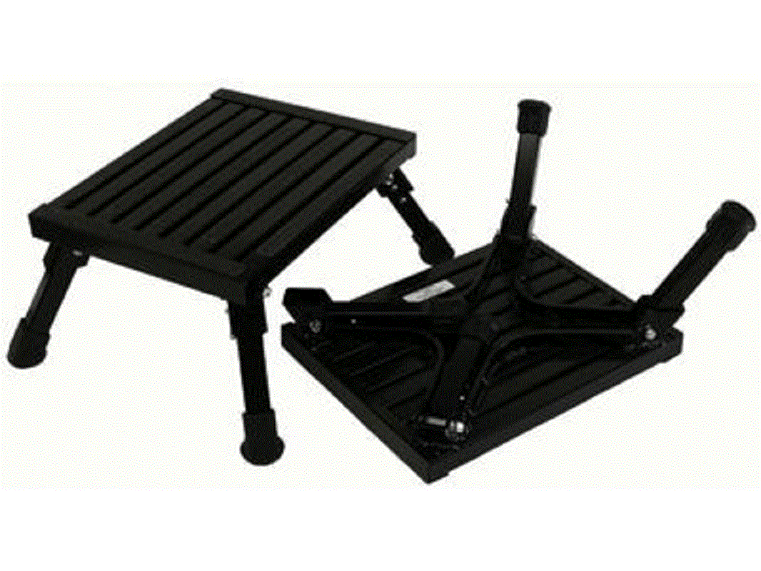 RV Camper Motor Home Trailer Black Aluminum Folding Safety Step Stool Platform