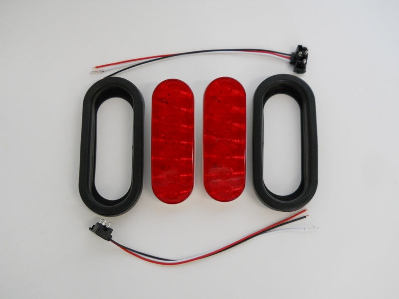 Red 7 LED 6" Oval Trailer Truck Stop Turn Brake Tail Lights