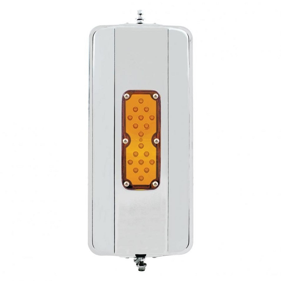 LED Stainless Steel HEATED West Coast Mirror 7" x 16" SEMI TRUCKS