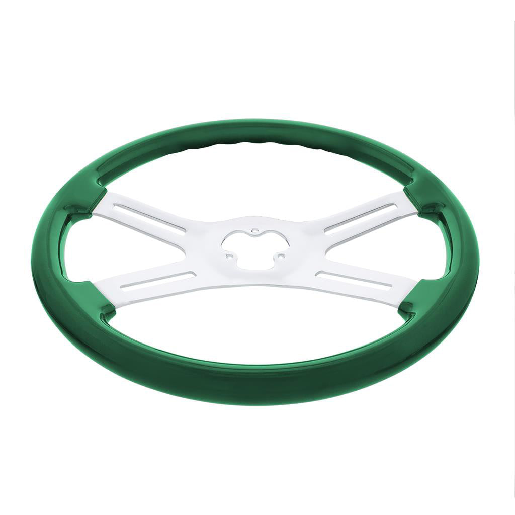 18" Emerald Green 4 Spoke Steering Wheel Fits Kenworth, Peterbilt, Freightliner