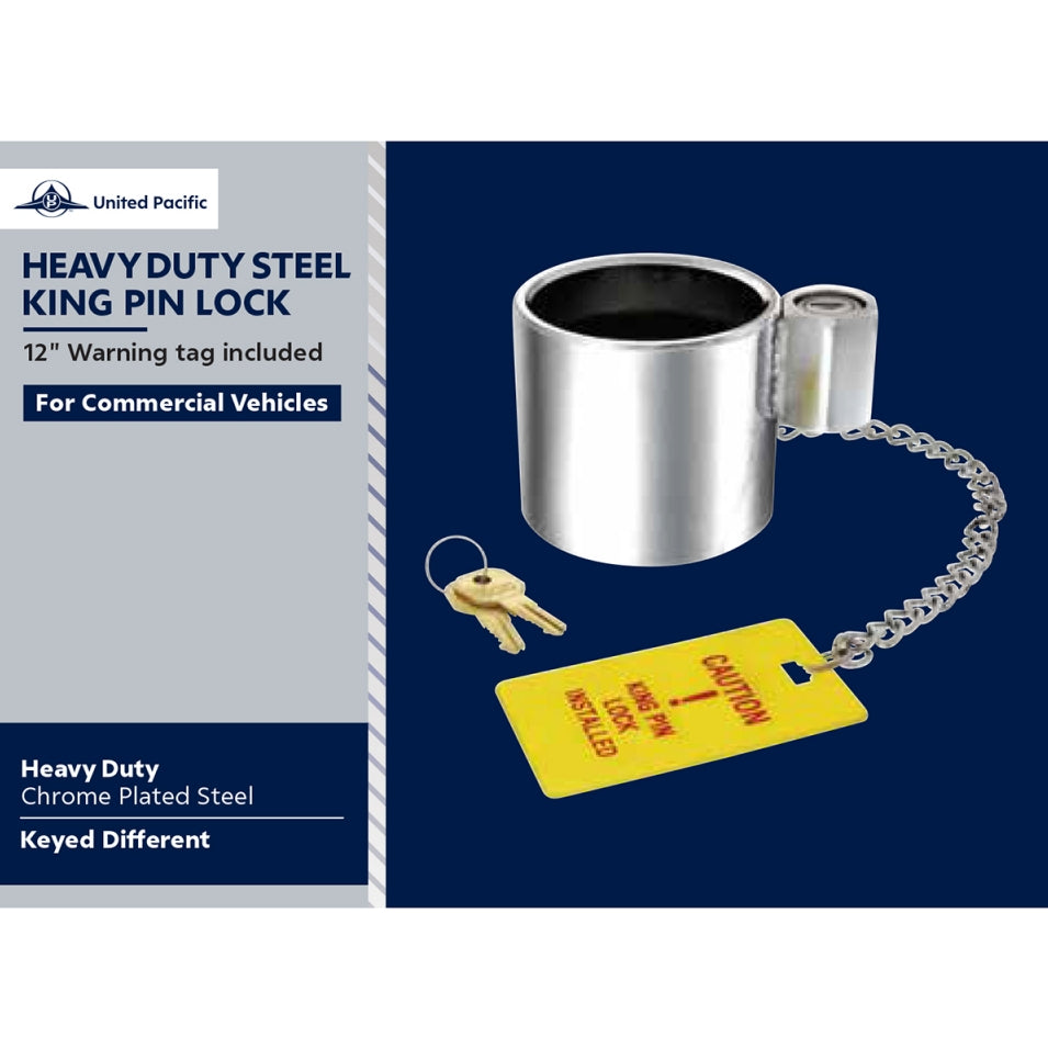 Heavy Duty Chromed Steel King Pin Lock with 12” Warning Tag