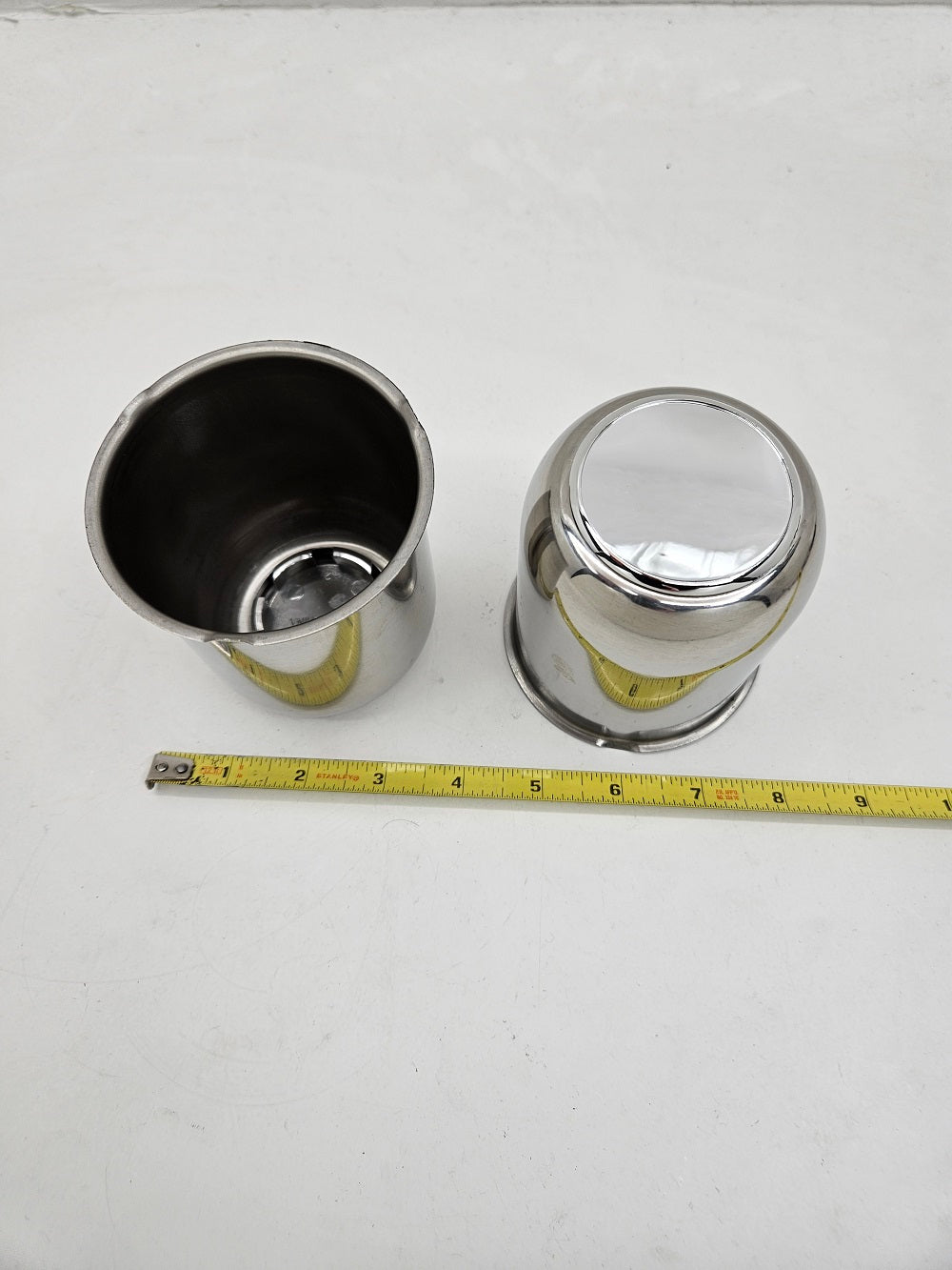 2- Stainless Steel Trailer Wheel Center Hub Cap Covers / 3.18 Bore Chrome Cap