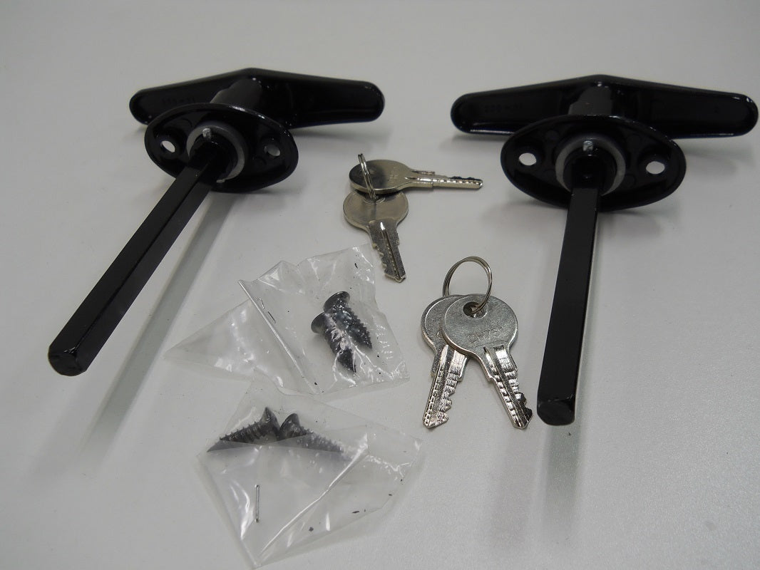 Truck Cap Cover Shell Topper Window T-Handle Lock Kits / Black / Twin Pack