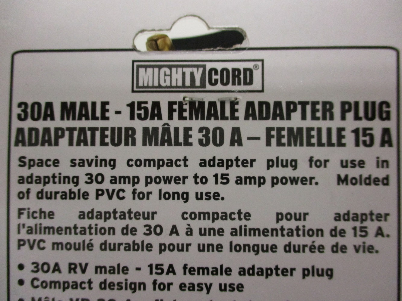 15A Female To 30A Male Adapter Plug / RV Camper Motor Home Trailer Electric Cord