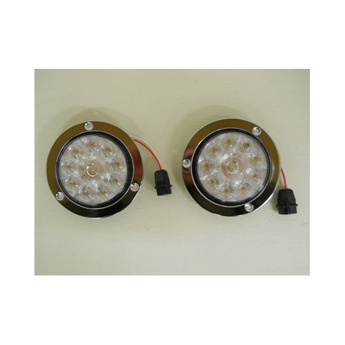 4" Round Red 10 LED Stop Turn Tail Light Kits / Stainless Steel Flange Mount