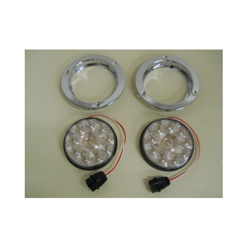 4" Round Red 10 LED Stop Turn Tail Light Kits / Stainless Steel Flange Mount
