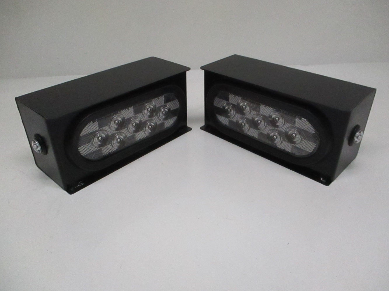 Black Steel Mounting Boxes Clear Red LED Oval Brake Stop Turn Tail Marker Lights