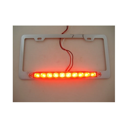 Chrome License Plate Bracket / Red LED Brake Stop Tail Light / Red Lens