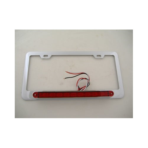 Chrome License Plate Bracket / Red LED Brake Stop Tail Light / Red Lens