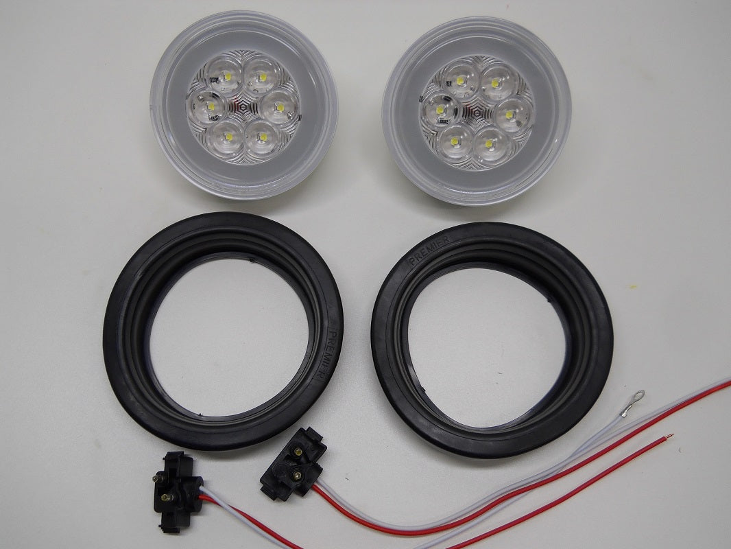 (2) 4" Round Clear White " Halo " 21 LED Reverse Back Up Utility Light Kits