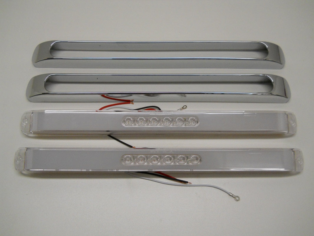 (2) " GLO BAR " Clear Amber 28 LED 17" Trailer Marker Turn Signal Lights /Chrome