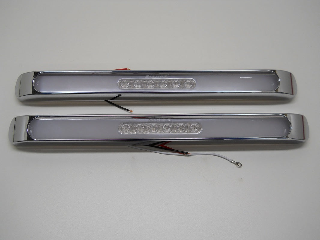 (2) " GLO BAR " Clear Amber 28 LED 17" Trailer Marker Turn Signal Lights /Chrome