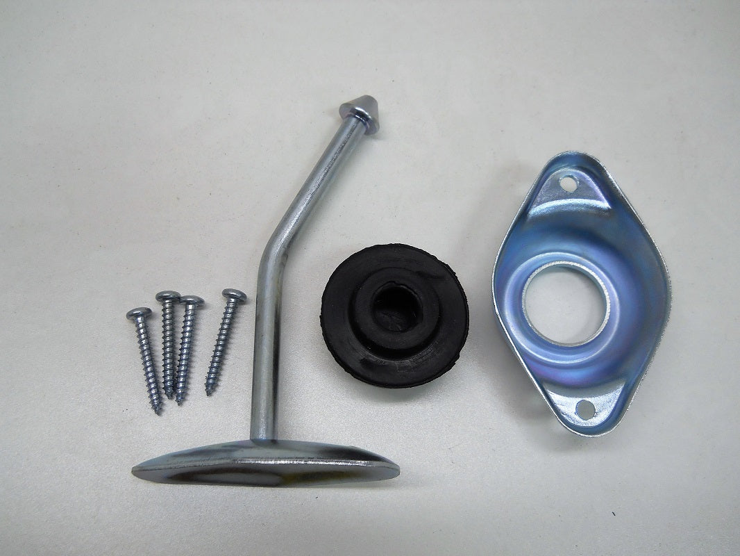 RV Camper Trailer Door Stop Holder Latch / Metal Plunger Kit 4.75" Angled Rod