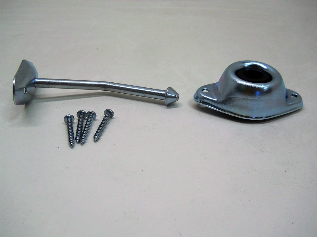 RV Camper Trailer Door Stop Holder Latch / Metal Plunger Kit 4.75" Angled Rod