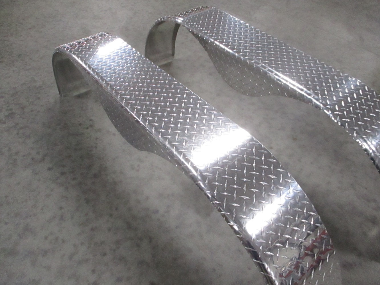 (2) Tandem Aluminum Teardrop Tread Plate Cargo Trailer Fenders 72"L 20"H 9"W