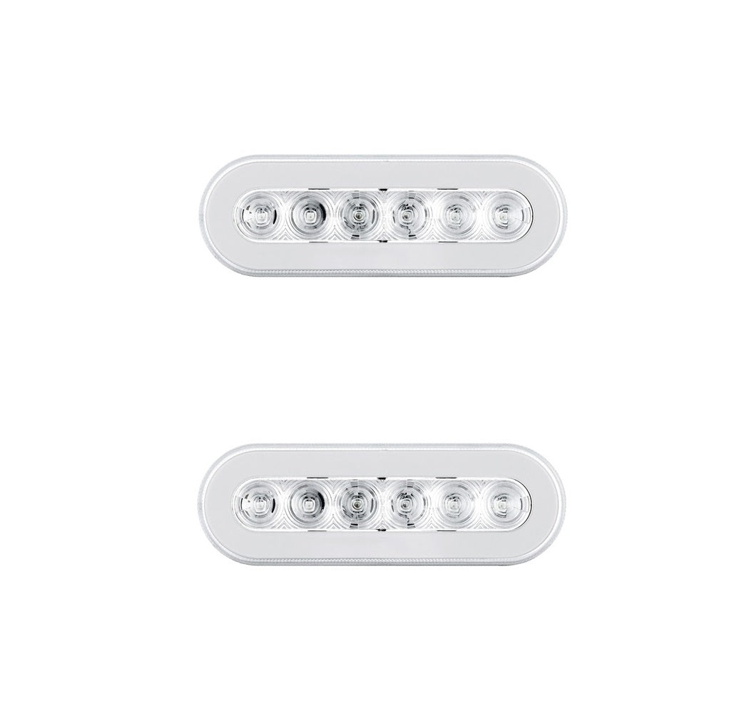 " Halo " Clear Amber LED 6" Oval Trailer Truck Turn Signal Marker Light Kits