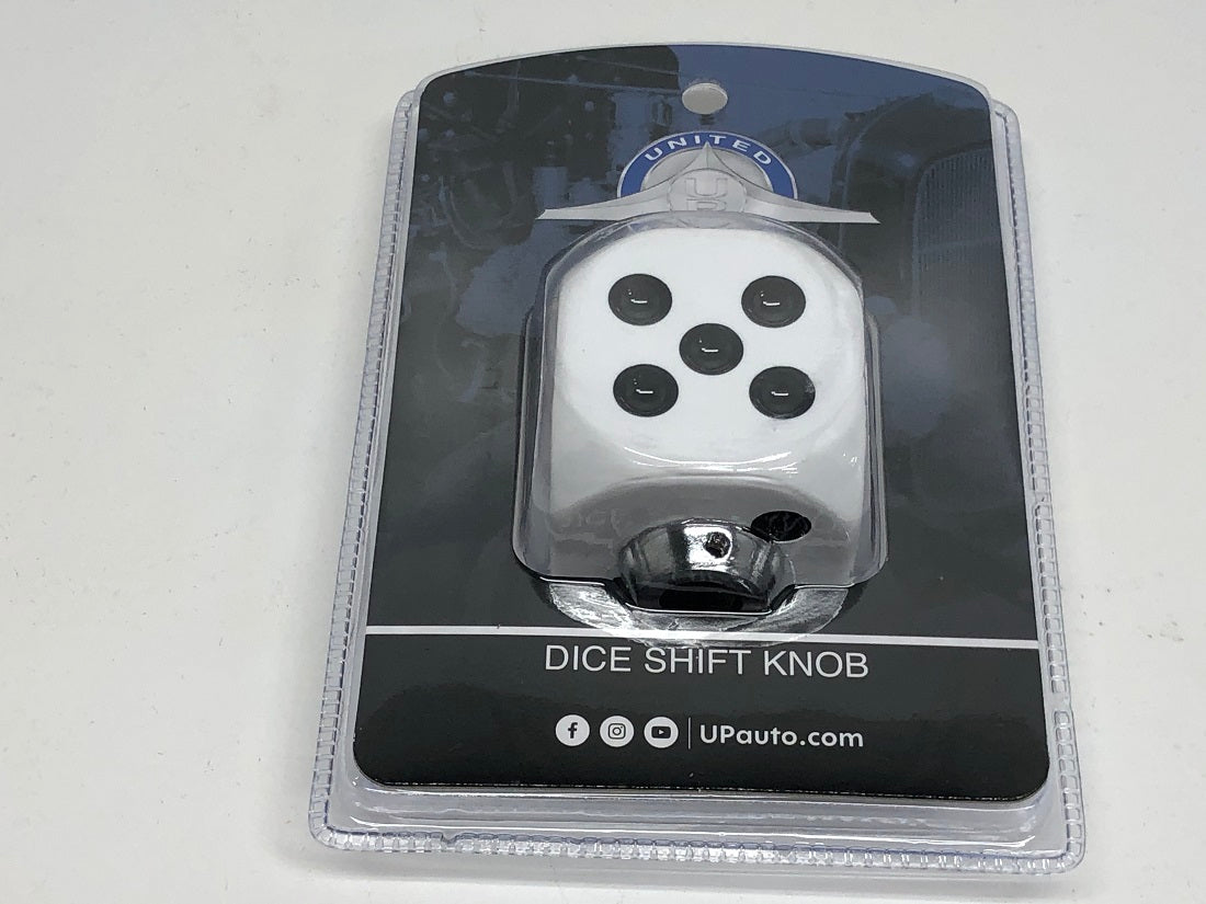 White Dice Gearshift Knob 1 7/8" X 1 7/8"