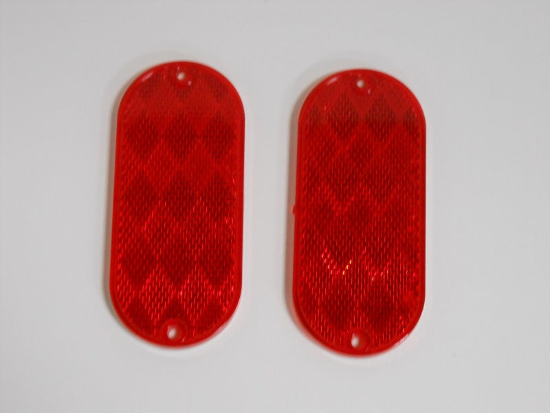 (2) Red Oval Boat Truck Trailer Mail Box Reflex Reflectors