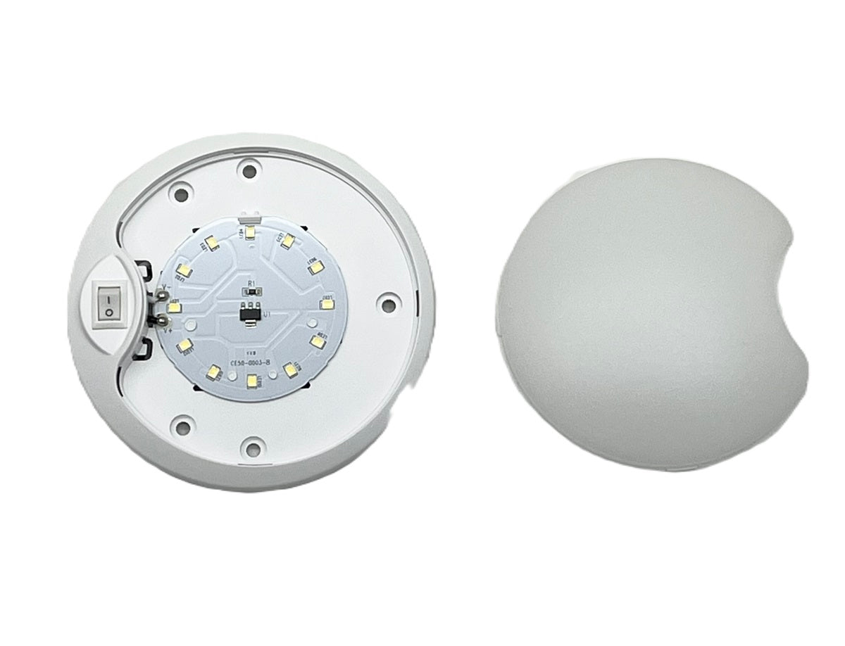 (10) White LED White Base 4.5-inch Round Camper RV Trailer Dome Light / Switch
