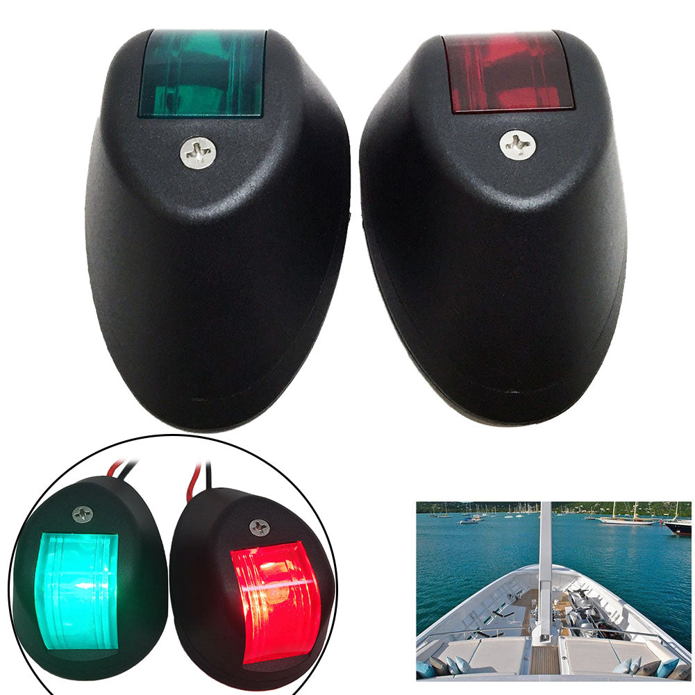 Bow LED Navigation Sailing Light Marine Boat Plastic Red+ Green w/Black Housing