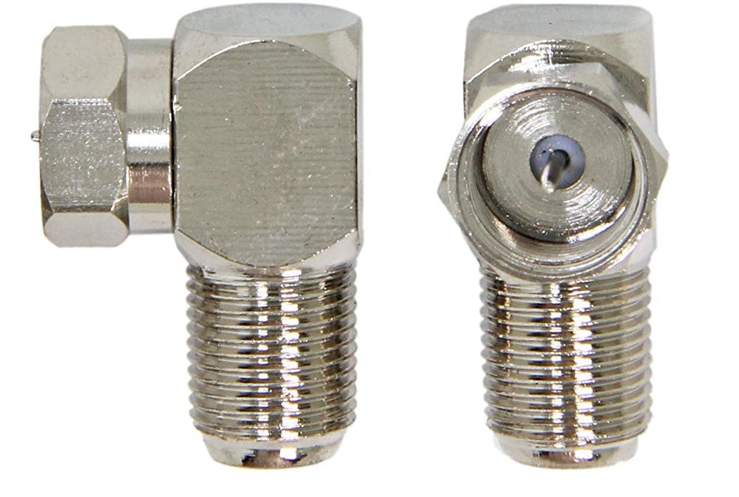 (50) Pack of Right-Angle Coaxial Connector, RG6 F Type Female to Male Adapter