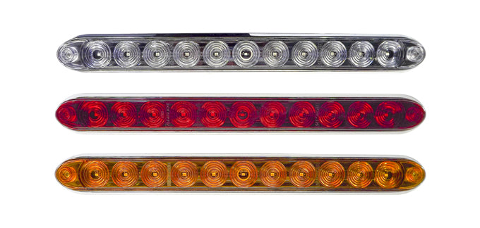 (2) Tecniq 15" Red/Clear Lens LED Turn Brake Marker Light Bar Truck Trailer RV