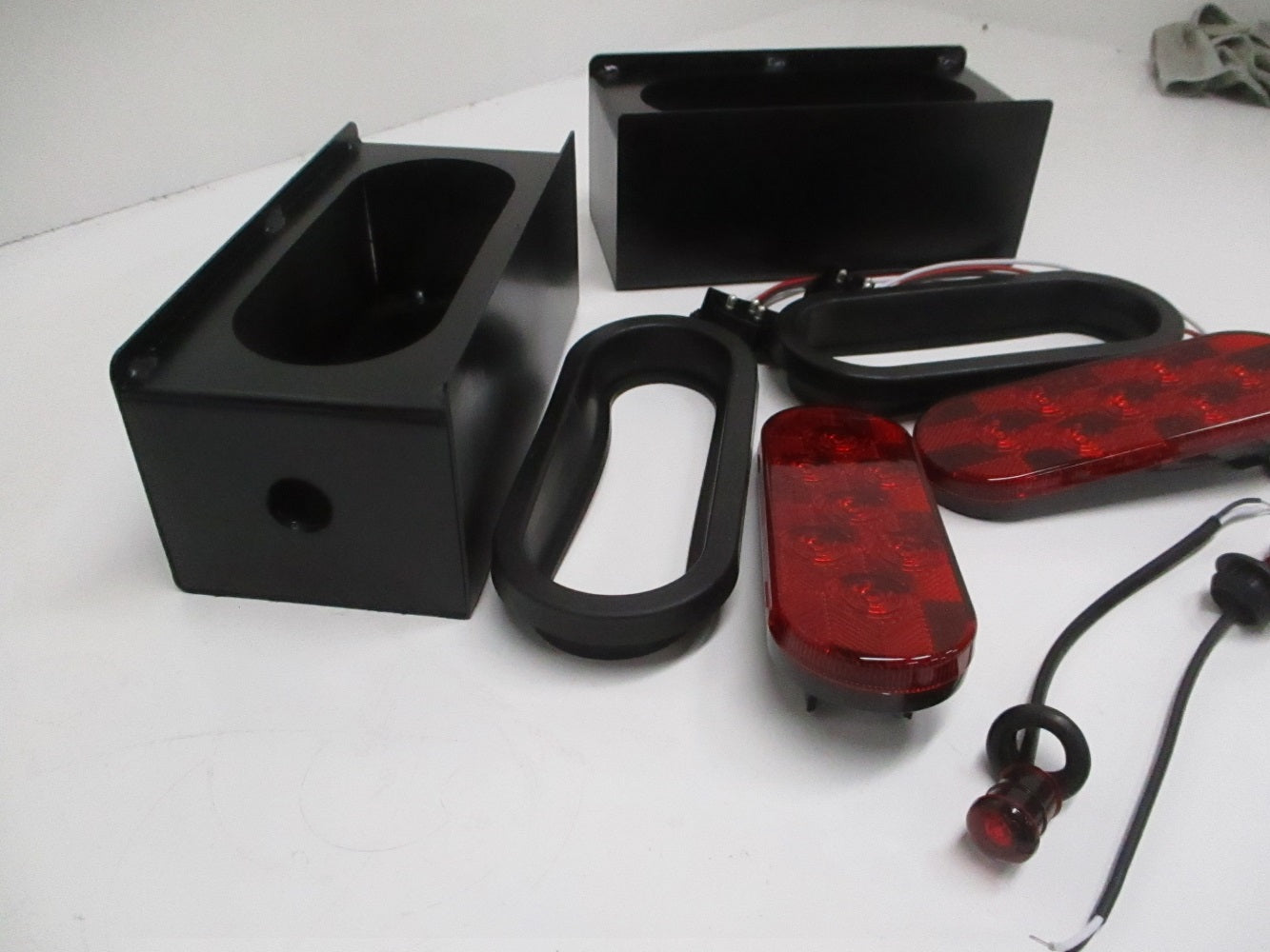 Black Steel Mounting Boxes / 6 inch LED Oval Brake Stop Turn Tail Marker Lights