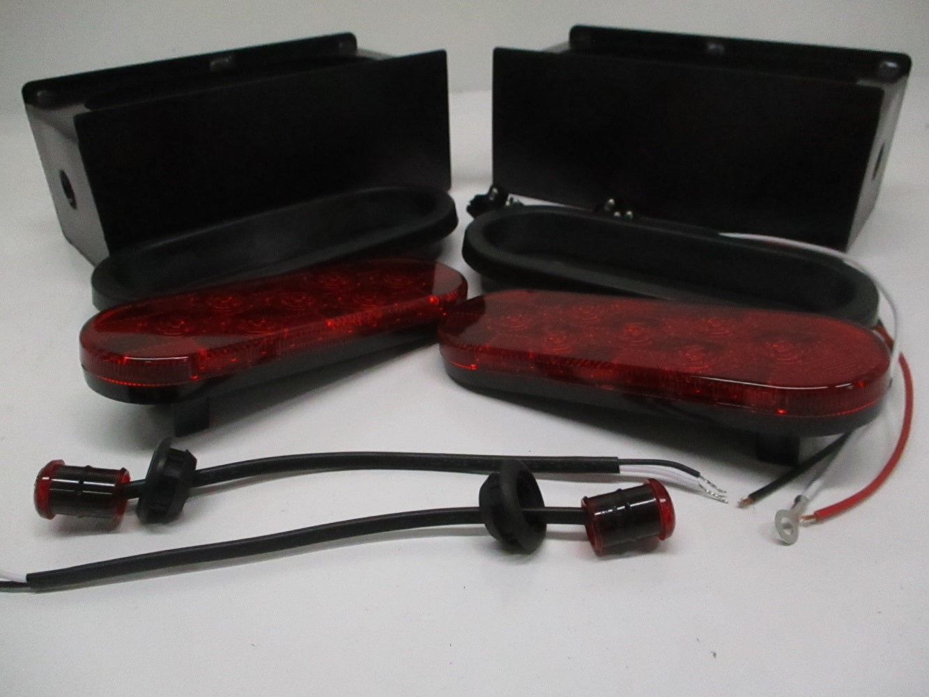 Black Steel Mounting Boxes / 6 inch LED Oval Brake Stop Turn Tail Marker Lights