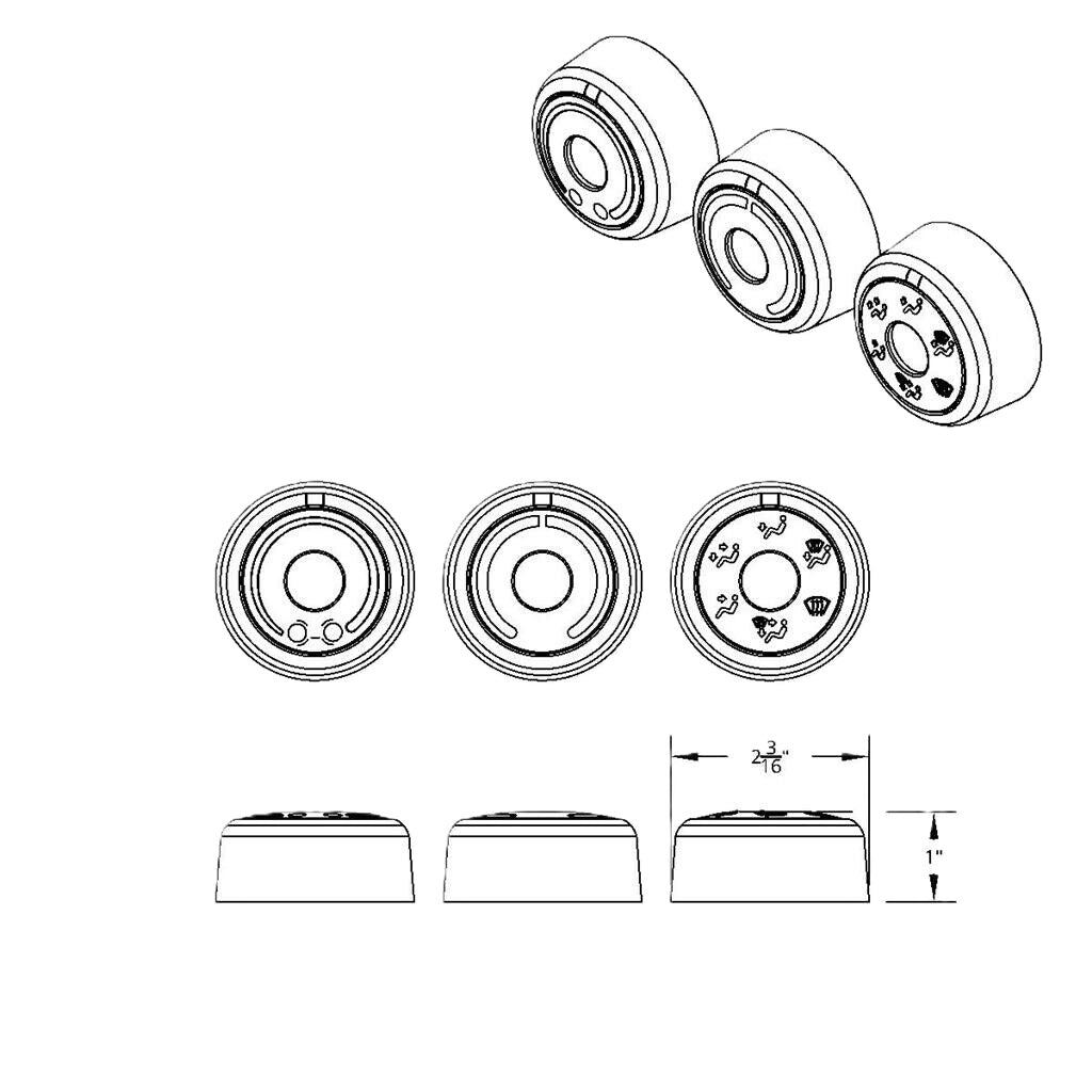 Chrome Plastic A/C Control 6-Piece Dial Covers. 2018-23 Freightliner Cascadia